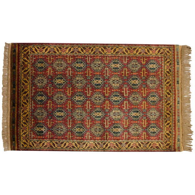 Textile Vintage Indian Caucasian Design Rug - 3' X 5' For Sale - Image 7 of 7