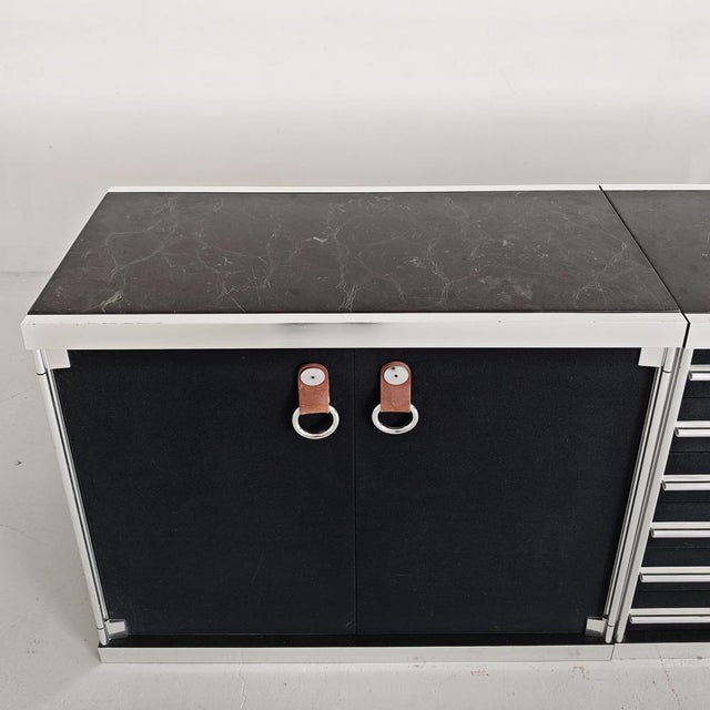 Sideboard in Fabric, Leather, Marble and Metal attributed to Guido Faleschini for I4 Mariani Hermes, 1970s For Sale - Image 9 of 18