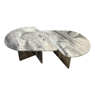 Italian Teardrop Low Tables in Gray Arabescato Marble, 1980s, Set of 2 For Sale