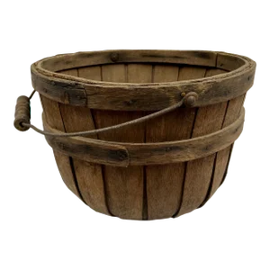 Antique Early 1900s Splint Oak Apple Gathering Basket