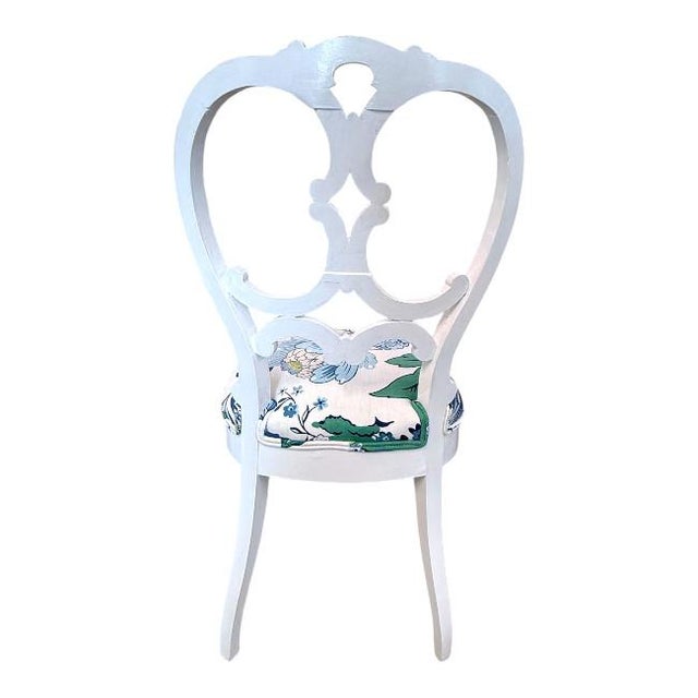 Mid-Century Modern Antique Side Chair in Stroheim Fabric For Sale - Image 3 of 8