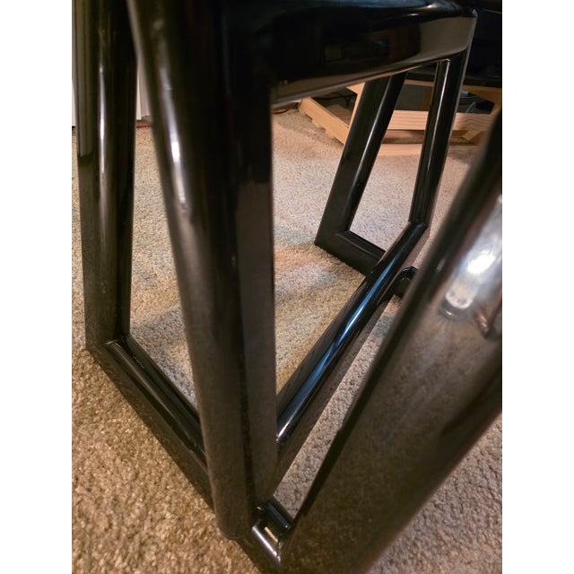 Metal DIA/Milo Baughman-Style Glass Enameled Interlocking "Picture Frame" Table, Late 70s/Early 80s For Sale - Image 7 of 7