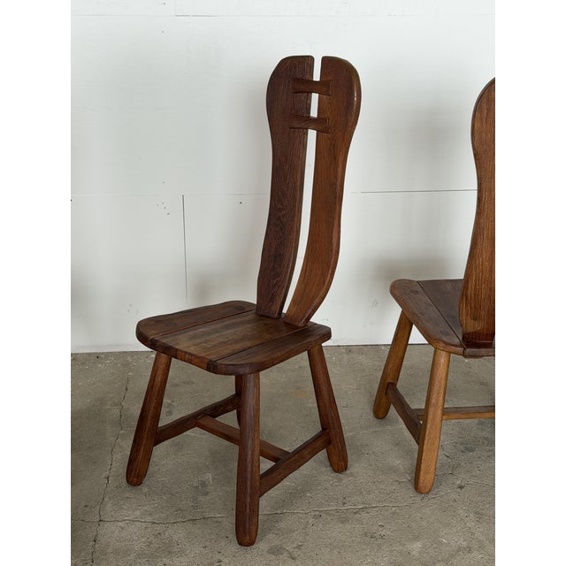 Brown Mid-Century Modern Brutalist Oak Dining Chair, 1960s For Sale - Image 8 of 10
