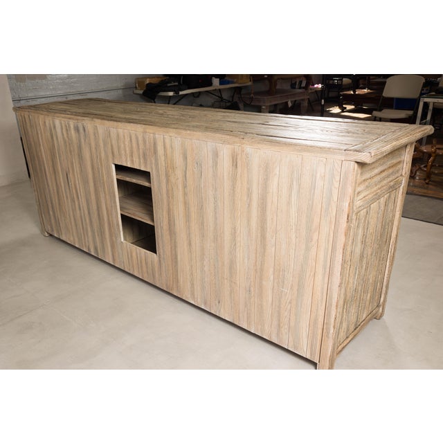 Large Rustic Bleached Wood Six-Door Sideboard Media Cabinet For Sale - Image 9 of 18