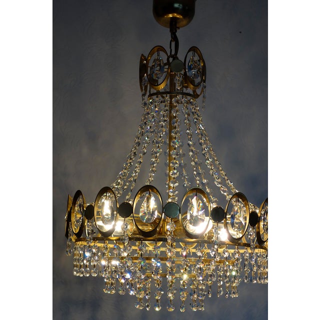 Brass and Lead Crystal 4-Light Chandelier from Weinfurtner, 1970s For Sale - Image 12 of 14