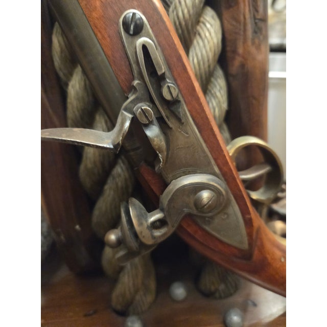 Vintage Pirates Caribbean Table Lamp Flintlock Block Tackle Pulley Nautical Maritime For Sale - Image 14 of 17
