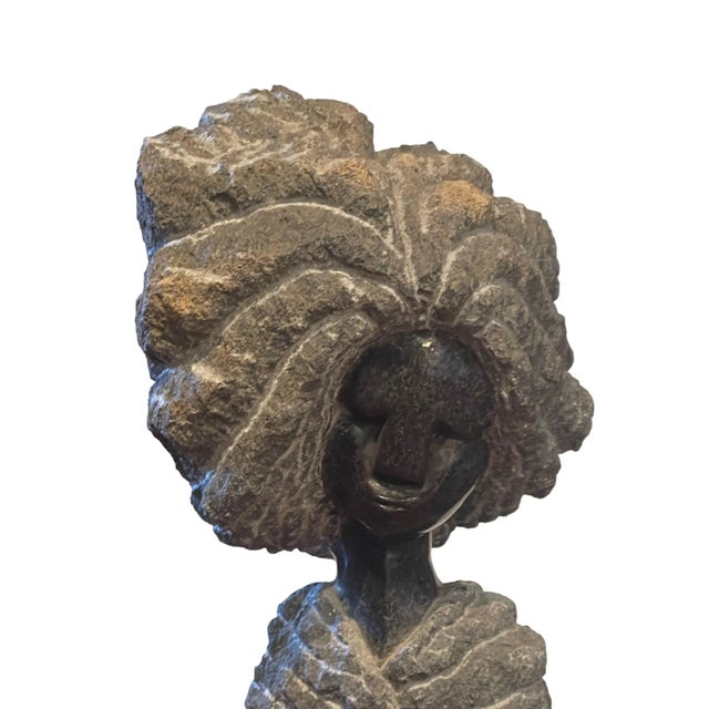Stone Gray 1960s Modernist Carved Spring Stone Woman Figure Stone Sculpture For Sale - Image 8 of 9