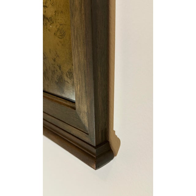 Vintage Antiqued Mirror in Dark Walnut Frame With Moorish Arch Detail For Sale - Image 11 of 12