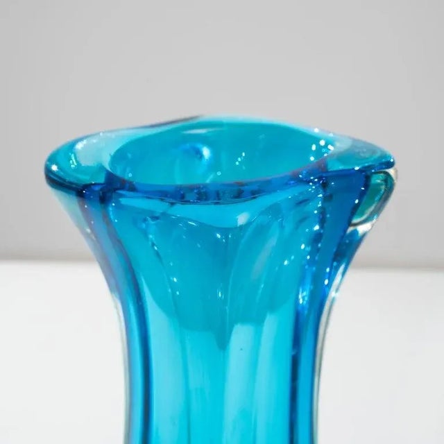 1960s Mid Century Belgian Glass Vase For Sale - Image 5 of 10