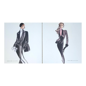 1993 Set of 2 Valentino Italian Fashion Prints , Matted