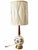 A distinctive vintage table lamp featuring a glossy ivory globe adorned with raised botanical vines, curling tendrils, and...