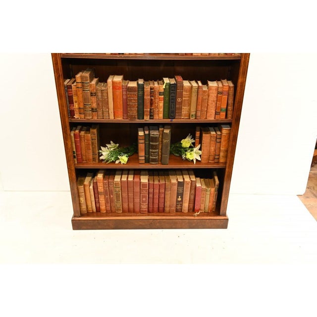 Wood Regency Sheraton Open Front Walnut Bookcases, Set of 2 For Sale - Image 7 of 15