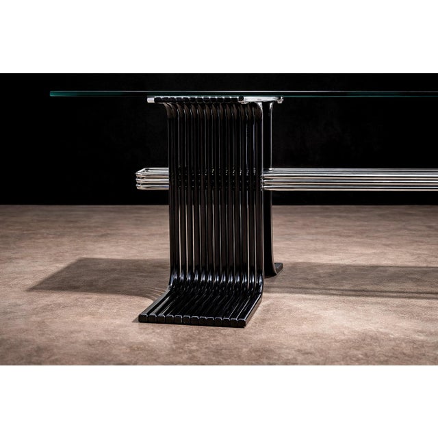 Dining Table in Iron, Chrome, & Glass, Forma, 1970s For Sale - Image 12 of 12