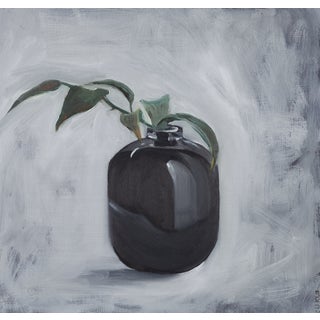Justyna Kuklo, Black Vase I, 2019, Oil on Canvas For Sale