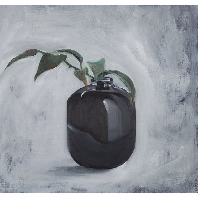 Justyna Kuklo, Black Vase I, 2019, Oil on Canvas For Sale