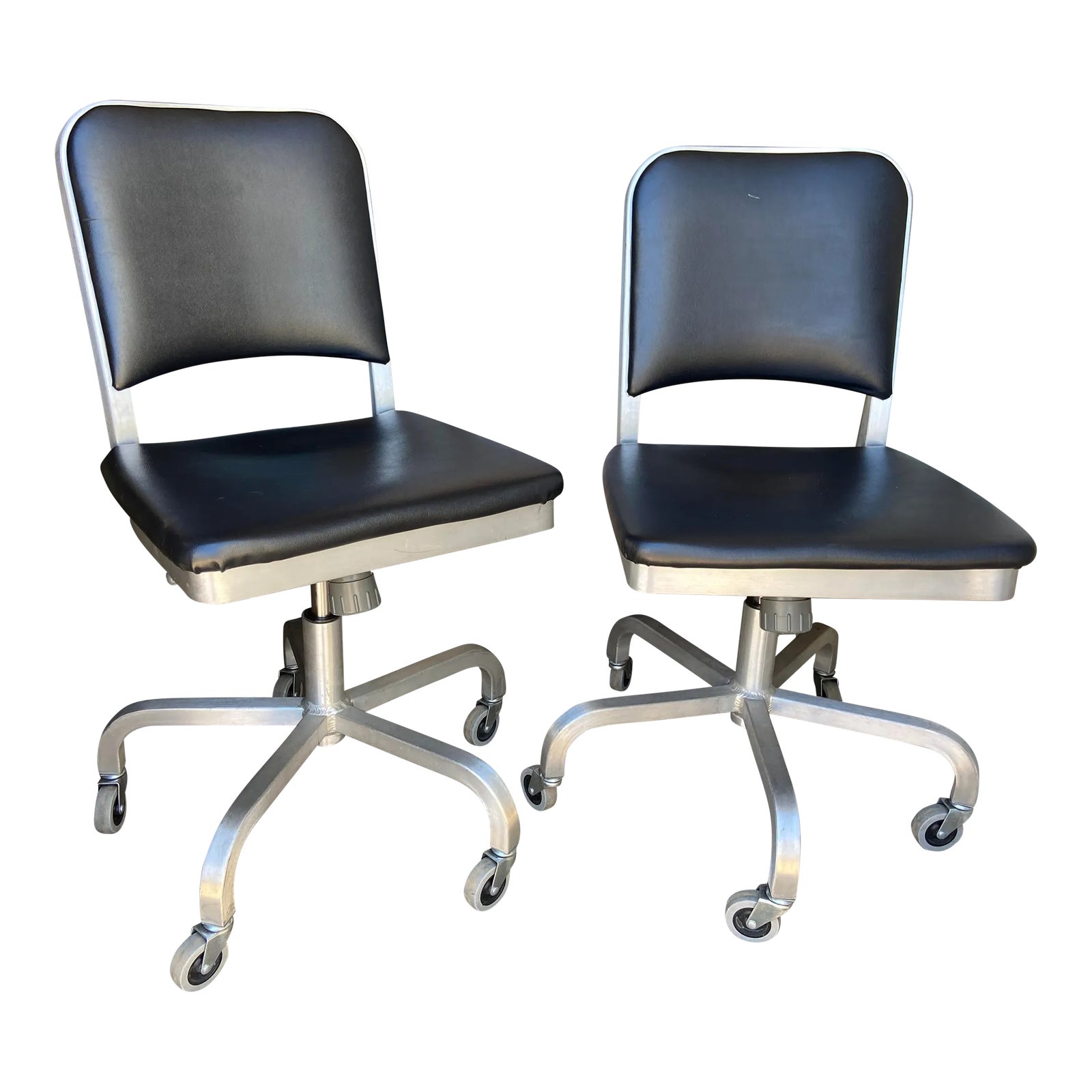 2000’s Pair of Emeco Navy Swivel Desk Chairs | Chairish