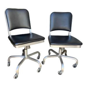 2000’s Pair of Emeco Navy Swivel Desk Chairs