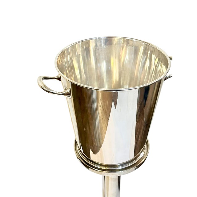 Silver Antique Art Deco Asprey of London Silver Plate Ice Champagne Bucket on Later Stand For Sale - Image 8 of 18