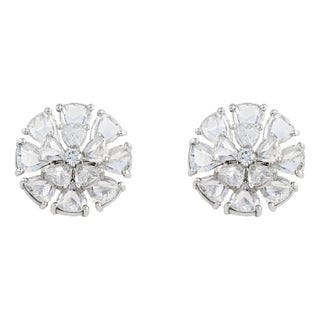 5.84 Carat Rosecut Natural Diamond Stud Earrings in 18k Gold - 2 Pieces For Sale