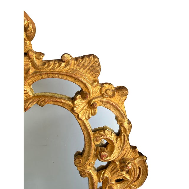 Rococo Large French Rococo Style Carved Giltwood Wall Mirror With Rocaille Crest For Sale - Image 3 of 10