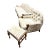 French Provincial Style Tufted Sofa, Chair and Footstool For Sale