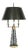 Tony Paul Style Pierced Black Cone, Brass & White Triple Candlestick Table Lamp For Sale