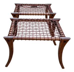Vintage Solid Walnut Klismos Ottomans- Pair