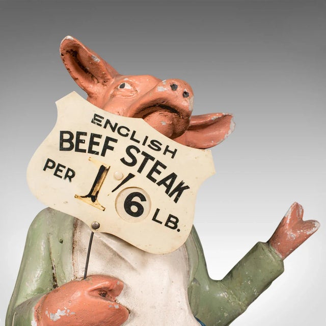 White 1910s Antique Edwardian English Butcher's Shop Display Figure For Sale - Image 8 of 13