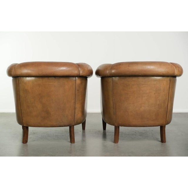 Large Vintage Sheepskin Club Armchairs, Set of 2 For Sale - Image 3 of 15