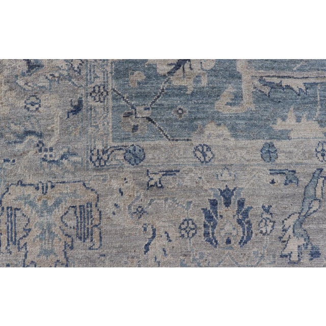 Turkish Angora Oushak Rug by Keivan Woven Arts, Dusty Blue, 9'2" X 11'7" For Sale In Atlanta - Image 6 of 11