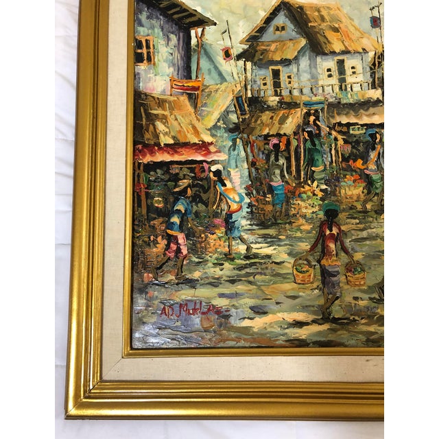 Vintage A. D. Muklas Original Indonesian Street Oil Painting For Sale - Image 11 of 12