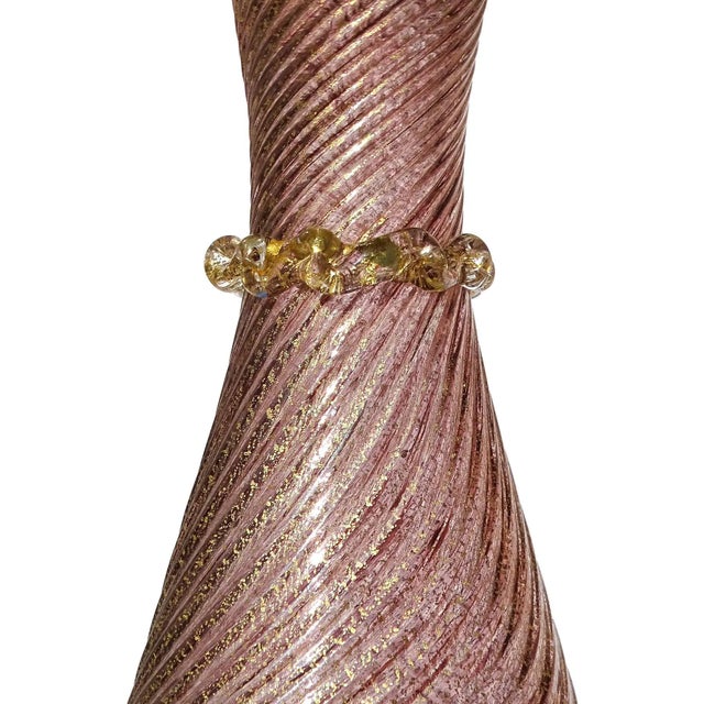 Mid 20th Century Vintage Murano Barovier Toso Amethyst Gold Flecks Italian Art Deco Glass Footed Flower Vase For Sale - Image 5 of 9