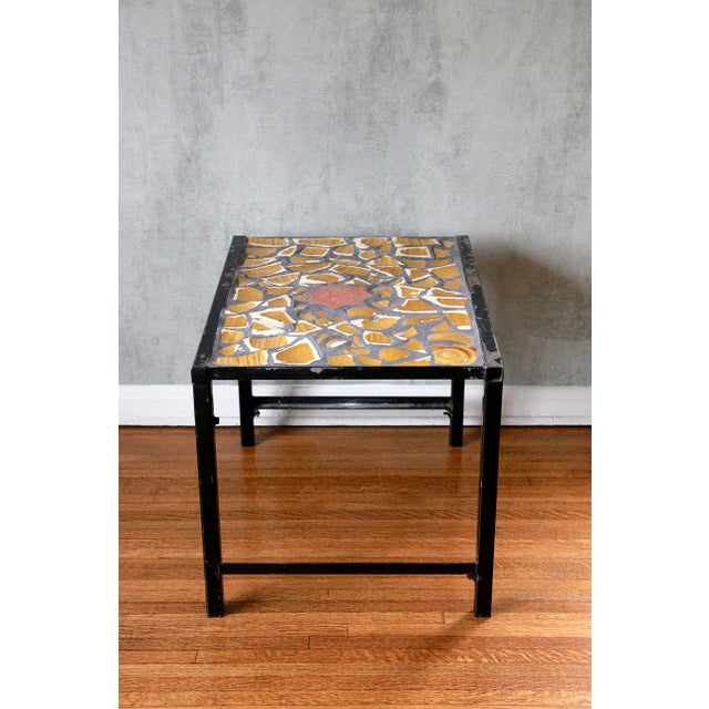 Metal Iron Framed Artisan Tile Top Table. France , 1960’s For Sale - Image 7 of 12