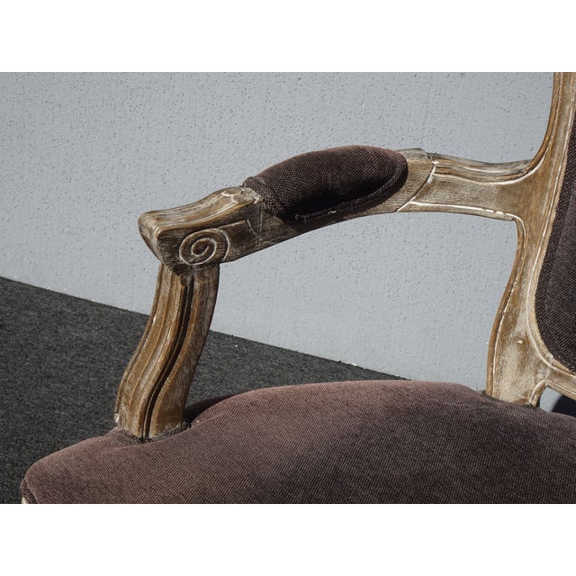 Vintage Restoration Style French Side Chair W Brown Velvet For Sale - Image 10 of 12