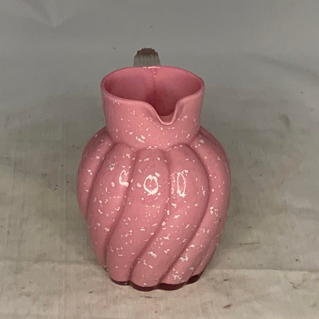 19th Century Vasa Murrhina Pink Spangle Glass with Silver Mica Flakes Cream Jug for your consideration. The creamer...
