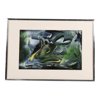 Framed J. Akston "At the Bottom of the Sea" Acrylic on Paper For Sale