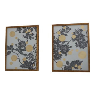 Pair Gold Gilt Frame Modern Design Wall Art For Sale