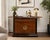 A handsome vintage server cabinet by Bernhardt featuring richly figured burlwood veneer contrasted by a deep espresso-...