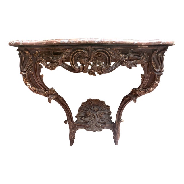 Louis XV Console Table in Carved and Patinated Wood, 1700s For Sale