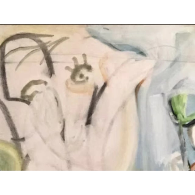 2000 - 2009 "Around and Back", 2003 Abstract, Contemporary, Mixed Media, Fine Art Painting on Canvas by Joe Ginsberg. Grey/Greens & Oyster Tones W/ Black Accents. For Sale - Image 5 of 10