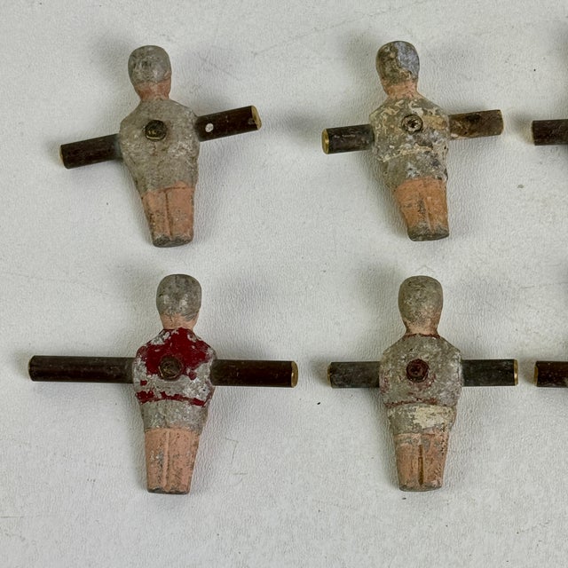 Metal Antique Set of 10 Salvaged Foosball Metal Soccer Players From Portugal, Sports Memorabilia For Sale - Image 7 of 8