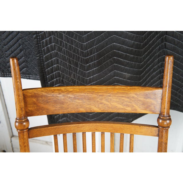 Late 19th Century Antique Victorian Aesthetic Movement e.w. Godwin-Style Oak Rocking Chair Rocker For Sale - Image 5 of 13