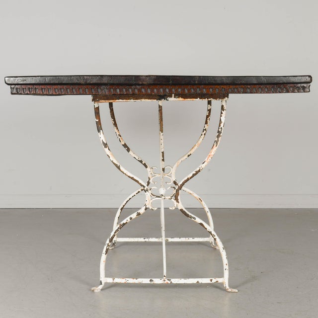 French Country Walnut Table With Iron Base For Sale In Orlando - Image 6 of 9