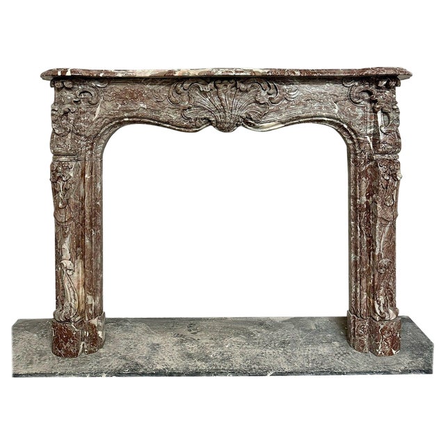 Large Antique Louis XV French Marble Fireplace, 1770 For Sale