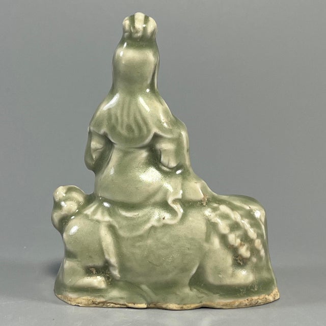 Chinese Antique Chinese Celadon Ceramic Figurine, Collectible For Sale - Image 3 of 5