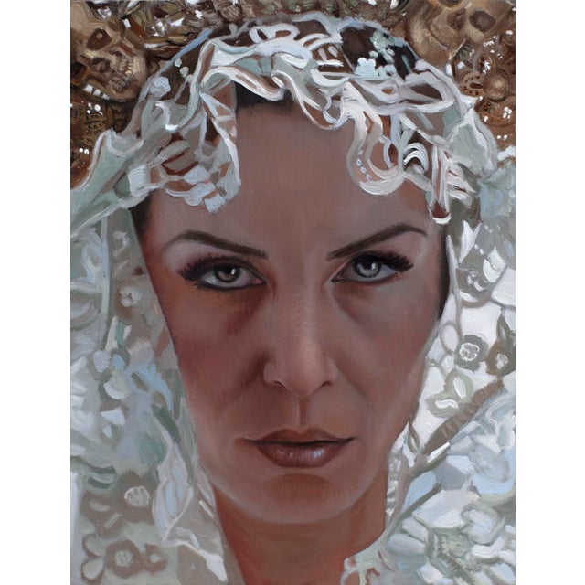 Santa Muerte Study by Shana Levenson | Oil on aluminum panel Portrait of a woman in a veil. For Sale