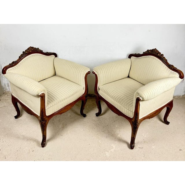 Louis XV French Armchairs, 1960s, Set of 2 For Sale - Image 3 of 14