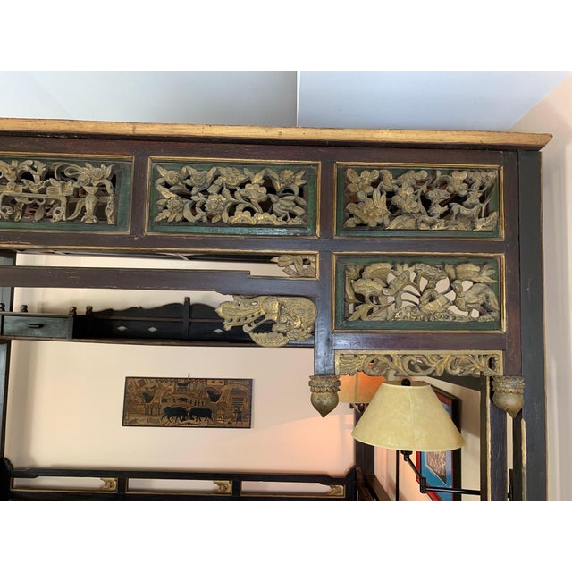 19th Century Chinese Polychrome and Gilt Canopy Wedding Bed For Sale - Image 12 of 18
