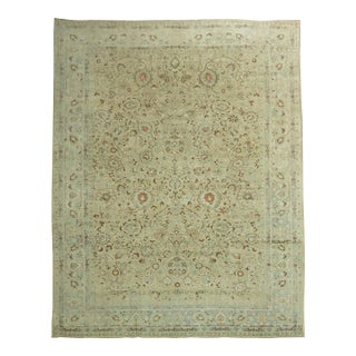 Stunning Tan Icy Blue Antique Persian Formal Meshed Rug, 20th Century - 12' x 16'7" For Sale