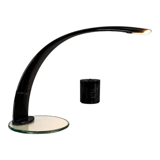1970s Table Lamp With Glass Base and Painted Aluminum Structure, Enrico Furio Dominici For Sale